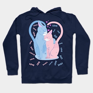 Love, Cats in Love, Hearts in Love, Couple of Sweet Cats Hoodie